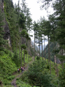 Trekking up the gorge to Meta on the Nar Phu trek in Nepal