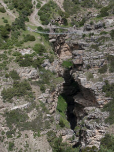 New and old bridges over the Nar Phedi gorge on the Nar Phu trek in Nepal