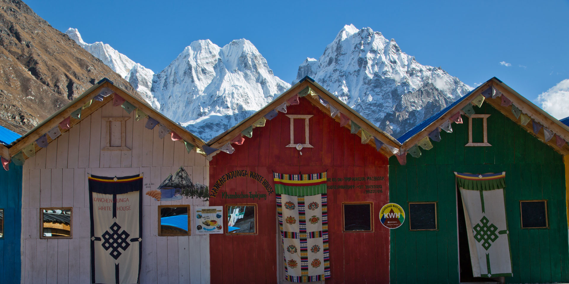 Amazing view from the Kanchenjunga white house in Kambachen on the Kanchenjunga North BC trek in Nepal