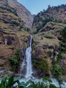 Waterfall near Chamje on the Annapurna Circuit in Nepal