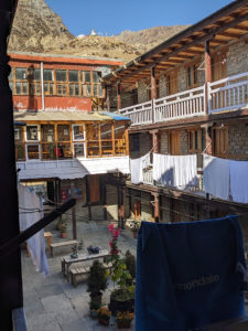 Lovely tea house courtyard in Manang on the Annapurna circuit