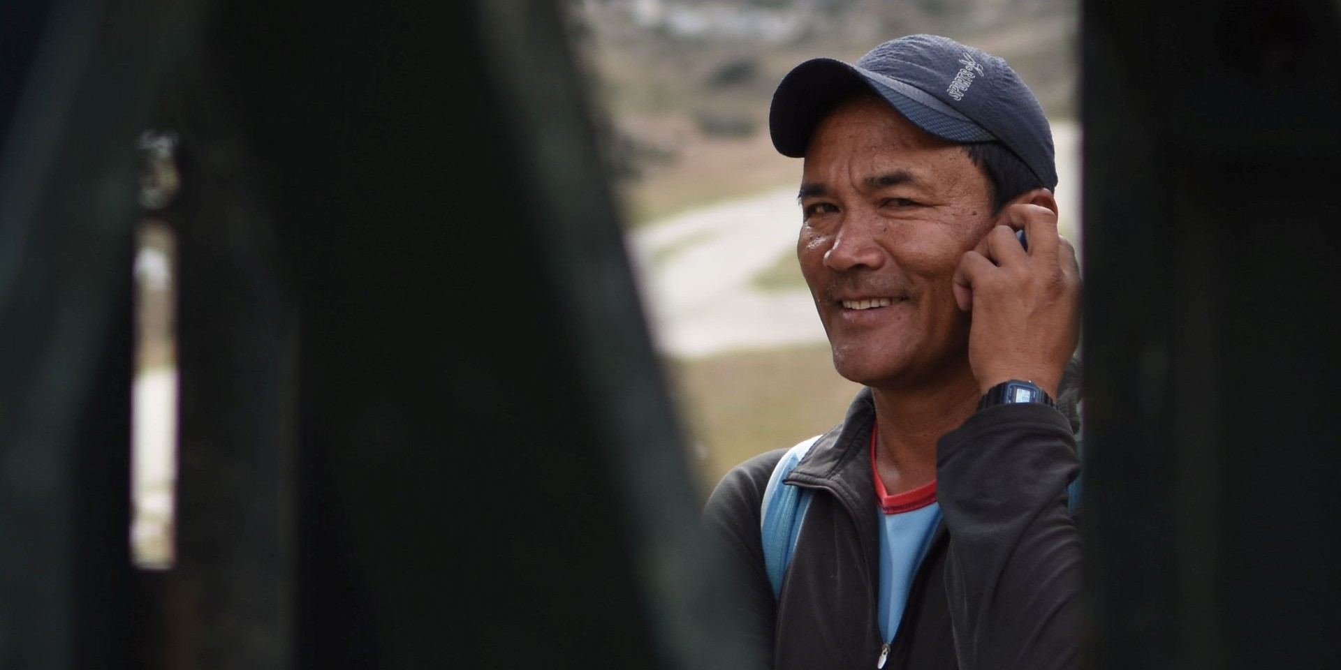 A Nepali person on the phone